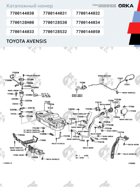 Пластиковый бензобак Toyota Avensis, 2001-2009 г.в. (NB) - 60 л.